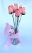Glass Decorative Bud Vase With Plush Light Pink Monkey Stuffed Animal & Bouquet Of Wood Chip Petals Artificial Flowers (Peach)