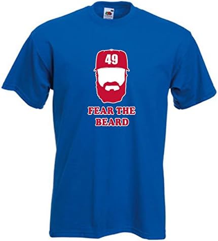 TeeCamp Arrieta Chicago "Fear the Beard" Baseball Fans. Men's T-Shirt ROYAL YM