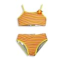 Baby Buns - Toddler Girls Striped Bikini Swimsuit, Yellow, Orange