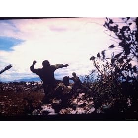 US Marines Taking Part in Search and Destroy Operation as Hurl Hand Grenades People Photographic Poster Print, 24x18