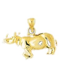 Dazzlers Solid 14k Gold Rhino Charm Pendant Available in three colors from jewelsberry (weights: 3.4 grams only)