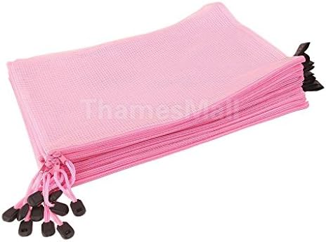 12Pcs A4 Wallet Jewelry Bag Document File Holder Zipper Storage Pouch Pink