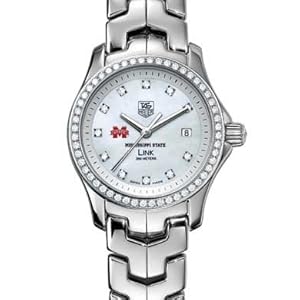 Mississippi State University Women's TAG Heuer Link with Diamond Dial & Diamond Bezel