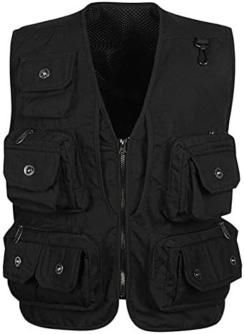YeSiYan Men's Photographer Hunting Fly Pockets Fishing Vest Black