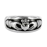 Sterling Silver Oxidized Inset Claddagh Ring