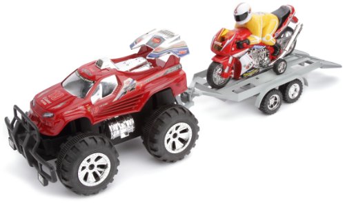 Famous Car - V 1826 - Buggy friction et moto de rallye friction avec son pilote en plastique