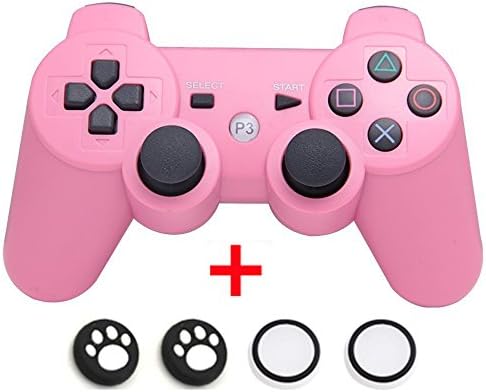 Bluetooth Wireless Dualshock PS3 Controller Game Gaming Remote Gamepad Consoles Joypad Joystick for Playstation III with 6-Axis And Dual-Vibration (pink)