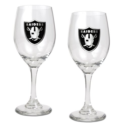 Oakland Raiders 2 Piece NFL Wine Glass Set