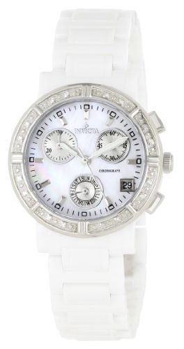 Invicta Women's 0727 Ceramic Chronograph Diamond Accented Mother of Pearl Ceramic Watch