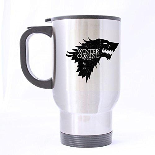 Travel Mugs (Sliver) Game of Thrones Winter Is Coming House Stark Design 14 Ounce