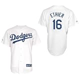 MLB Andre Ethier Los Angeles Dodgers Youth Short Sleeve 6 Button Synthetic Replica Jersey (White, X-Large)