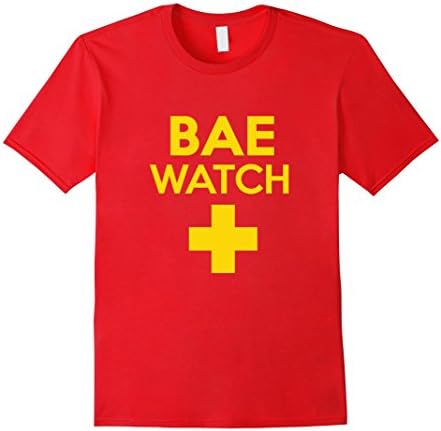 Men's BaeWatch Summer Lifeguard shirt | Parody funny Beach t-shirt Medium Red