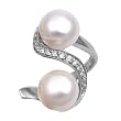 Sterling Silver Ring - Mother of Pearl and Clear CZ - Prong Set - 24 mm x 3 mm, Sizes 5-9