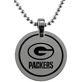 Team Titanium Green Bay Packers Stainless Steel Circle Pendant with Chain