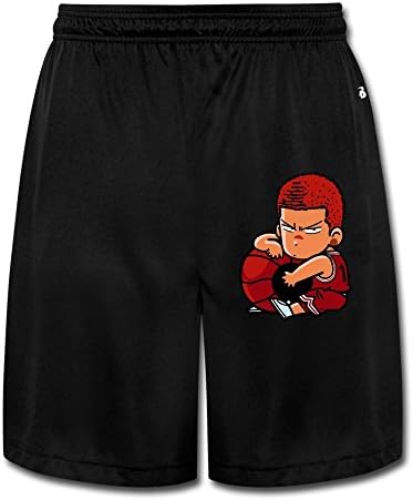 Handson Men's Slam Dunk Sakuragi Poster Short Running Pants Black Size L