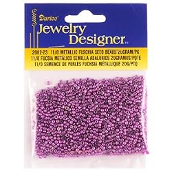11/0 Glass Seed Beads, Metallic Fuschia, 20 Gram Pkg (Pack of 1)