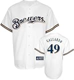 Yovani Gallardo Jersey: Adult Majestic Home White Replica #49 Milwaukee Brewers Jersey