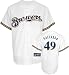 Yovani Gallardo Jersey: Adult 2010 Majestic Home White Replica #49 Milwaukee Brewers Jersey