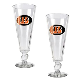 Cincinnati Bengals NFL 2pc Pilsner Glass Set with Football on stem - Oval Logo by