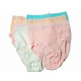 Clearance - Ladies/Womens Ribbed 100% Cotton Lace Top Briefs Underwear in Pastel Colours (Pack of 6)