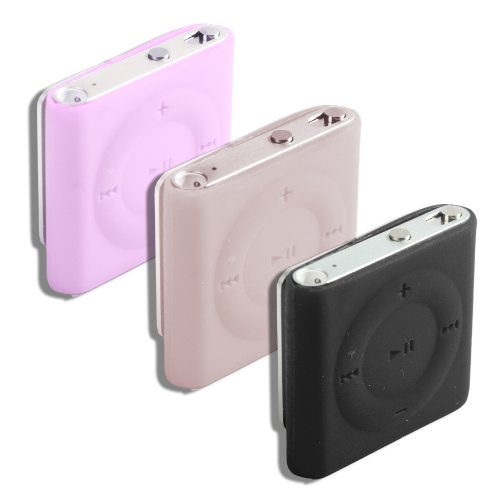 3 Pack Shuffle Silicones Black Pink + Clear For The New 2010 Apple Ipod Shuffle