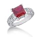 3.95 Ct Diamond Ruby Ring Engagement Princess cut 14k White Gold