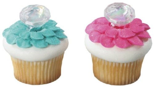 Diamond Wedding Rings Cupcake Toppers - 12 Cupcake Rings