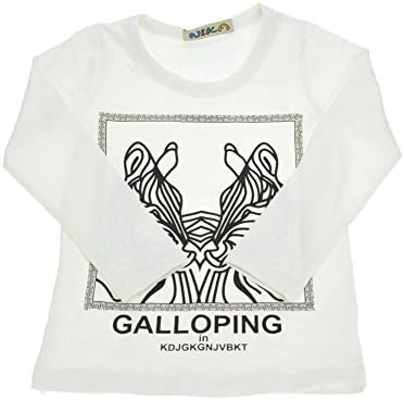 DOKI Little Boys' Spring and Autumn zebra Printed Long sleeves T-shirts 4T White