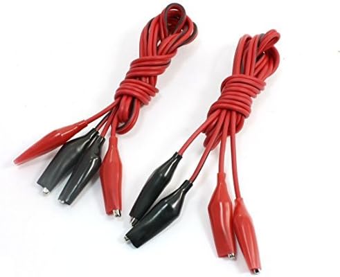 2 Pairs Pack Multimeter Power Supply Wire Test Cables Dual End Alligators Test Clip Lead Probe Cable Red Black 1m