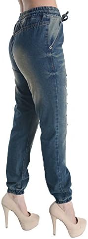 American Bazi Vintage Frayed Denim Jogger Pants RJJ501 - BLUE - X-Large D12D
