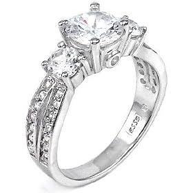 3 Stone Sterling Silver Engagement Ring Size 9 3 Stone Sterling Silver Engagement Ring Size 9