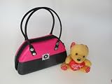 Mothers day gift Pink and Black Purse Tin with a Small Tan Teddy Bear with a Pillow Heart Greeting I Love You