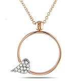 10k White and Pink Gold 0.07 CT TDW Diamond Necklace With Chain (G-H, I2-I3)