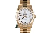 Rolex Mens Yellow Gold President White Dial Fluted Bezel