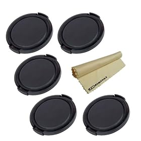 (5 Pack) 67MM Plastic Snap On Lens Cap + JB Microfiber Cleaning Cloth For DSLR Camera