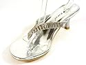 New Ladies Silver Diamante Kitten Heel Sandals Sizes 3-8
