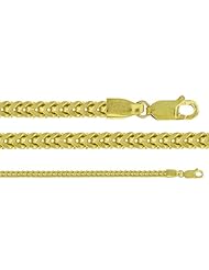 Sterling Silver Yellow Gold Tone Hollow Franco Link Lobster Clasp Chain Necklace 4.1MM 24"