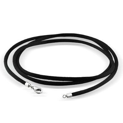 41fHaG6oepL Sterling Silver Jewelry: Black Silk Cord Chain Necklace with Sterling Silver Clasp 16",18", 20", 24", 30", or 36"