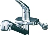 LIXIL(リクシル) INAX キッチン用 壁付 浄水器内蔵シングルレバー混合水栓 微細シャワー付 メッキ 凍結防止水抜き仕様 JF-2432SN(JW)