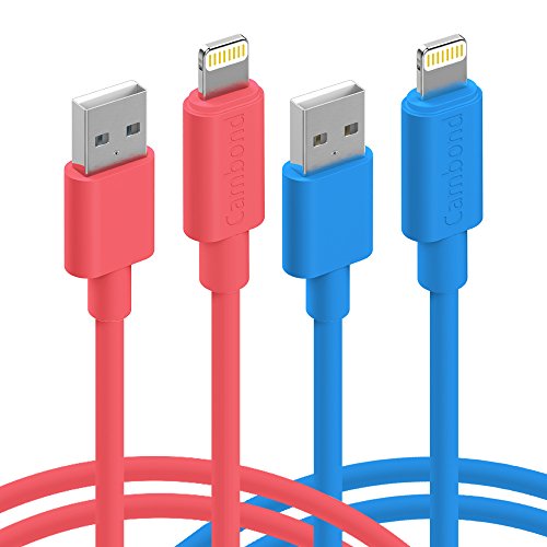 Apple Charger Cord, Cambond 2 Pack 8 Pin Apple Certified iPhone Lightning to USB Cable Durable Stepped Apple Cord 6ft Charging Cable Blue and Peach