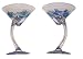 ArtisanStreet's Ice Blue Martini Glasses - Set of 2. Glasses Feature White with Silver Accents. Hand Painted, One of a Kind, Signed by Artisan.