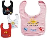 Baby L�tzchen mit Druck ICH KLECKERE NICHT, ICH DEKORIERE und dem Namen Ihres Kindes / in 8 Farben