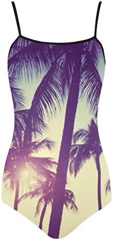 Tropical Palm Tree Custom One Piece Slip Swimsuit Swimwear Bathing Swimming Suit XL
