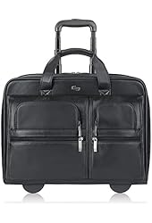SOLO Premium Leather Rolling 15.6" Laptop Case, Black, D957-4