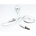 Fonus Brand Flat Cable Mono Handsfree Single Earphone Earbud Headset White for IPhone 6, 6 Plus, 5S, 5C, 5, 4 S, 4, Samsung Galaxy S5, S4, S 3, Galaxy Note 4, Galaxy Note 3, Galaxy Note 2, HTC ONE M8, LG G Flex
