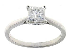 Classical 18 ct White Gold Ladies Solitaire Engagement Diamond Ring Princess Cut 1.00 Carat GH-I1 Size O
