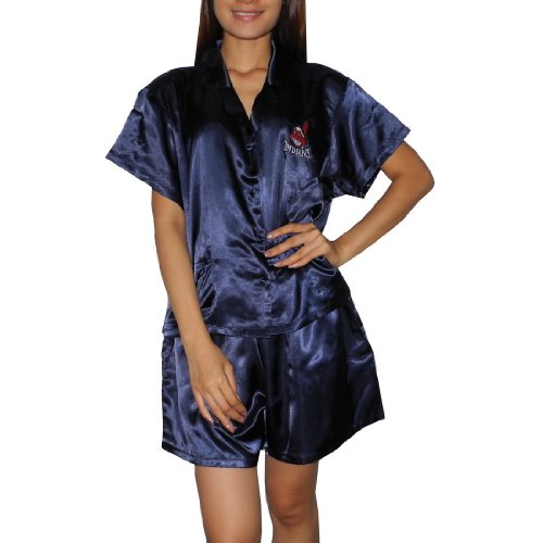 MLB Cleveland Indians Womens Gorgeous Pajama / Loungewear Set - Dark Blue (Size: XL)