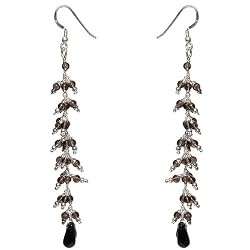 Sterling Silver Smokey Quartz Earrings 3 Inches