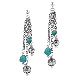 Dangling Sterling Native Pearl & Turquoise Earrings
