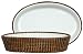 Woven Rattan Oval Basket with Large White Ceramic Baker 32 1/2" x 10 1/4" x 3 1/4"H
